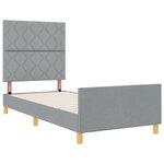 Lit vidaXL Gris clair 90x200 cm Tissu