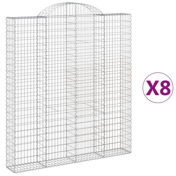 vidaXL Paniers à gabions arqués 8 Pièces 200x30x220/240 cm fer galvanisé