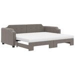 vidaXL Lit de jour avec gigogne et matelas taupe 90x200 cm tissu