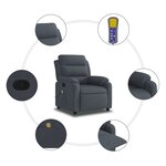 vidaXL Fauteuil inclinable de massage gris foncé velours