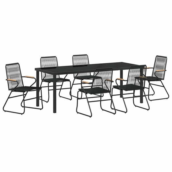 vidaXL Ensemble de salle à manger pour jardin 7 Pièces Noir Rattan PVC