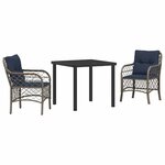 vidaXL Ensemble de salle à manger pour jardin 3 Pièces Gris et Noir Rotin
