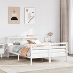 vidaXL Cadre de lit avec tête de lit blanc 150x200 cm bois pin massif