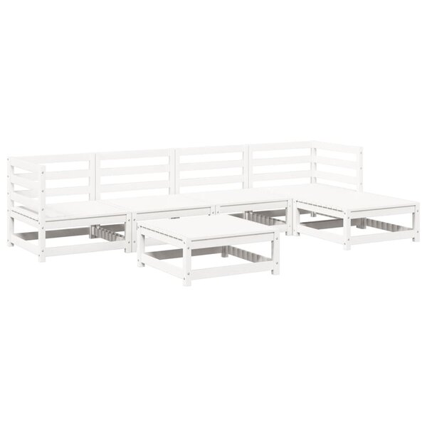 vidaXL Salon de jardin 6 Pièces blanc bois de pin massif