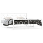 vidaXL Cadre de lit métal sans matelas et pied de lit blanc 180x200 cm