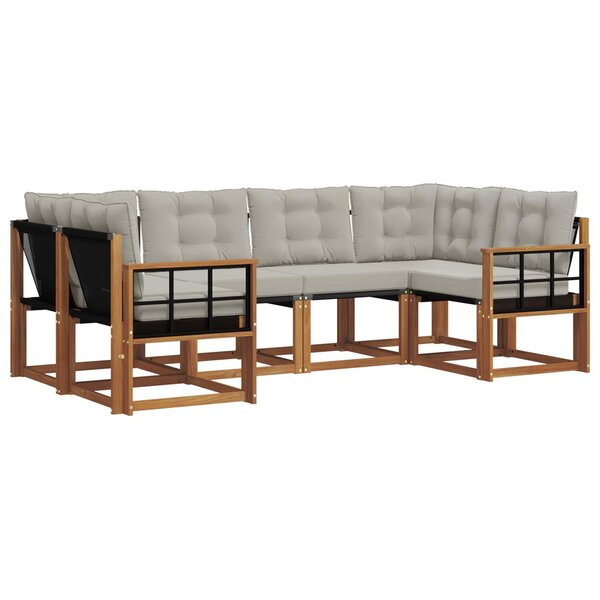 vidaXL Ensemble de canapés d'extérieur 6 pc Naturel et gris clair