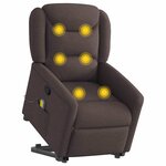 vidaXL Fauteuil inclinable de massage Marron foncé Tissu
