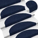 vidaXL Tapis d'escalier autocollants 15 pièces 56 x 17 x 3 cm Bleu marine Demi-rond
