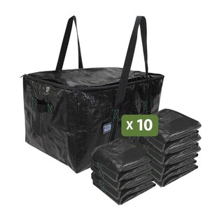 Pack and Move - Lot 10 Sacs Rangement Recylé - 55 x 35 x 30 cm - Poignées solides - Déménagement et Transport - Ultra Résistant - Réutilisable - 55L