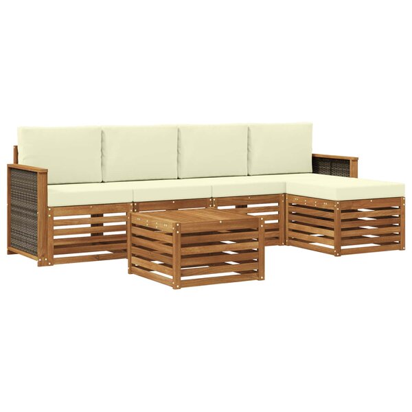 vidaXL Ensemble de canapés d'extérieur 6 pc Naturel et Crème
