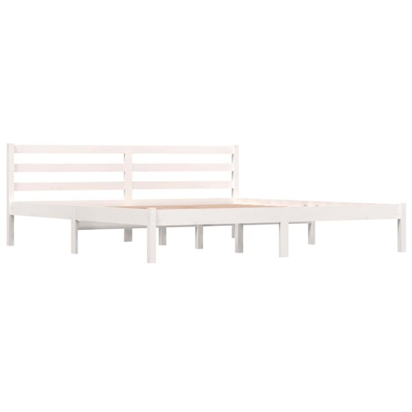 vidaXL Cadre de lit Bois de pin massif 180x200 cm Blanc Super King