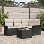 vidaXL Ensemble de canapé de jardin 4 pièces avec coussins en rattan poly brun