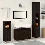 vidaXL Ensemble de mobilier de salle de bain avec tiroir 3 Pièces Noir