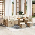 vidaXL Ensemble de canapé de jardin avec coussin 10 Pièces beige et crème