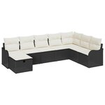 vidaXL Ensemble de canapé de jardin avec coussin 8 Pièces Noir et crème