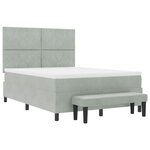 vidaXL Lit à ressorts avec matelas Gris clair 160 x 200 cm Velours