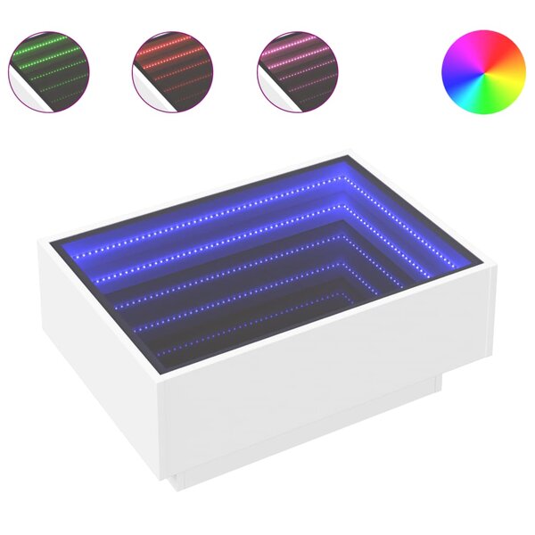 vidaXL Table basse avec LED blanc 70x50x30 cm bois d'ingénierie