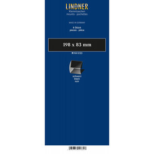 Bandes Klemmfix double soudure 198 x 83 mm pour blocs de timbres. Fond - Noir