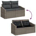 vidaXL Ensemble de Salle à Manger de Jardin 3 Pièces avec Coussins Gris Poly Rattan