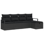 Ensemble de canapé de jardin de 5 pièces avec coussins noir poly rattan