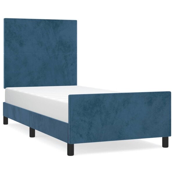 vidaXL Cadre de lit avec tête de lit Bleu foncé 90x190 cm Velours