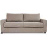 HEXAGONE Canapé droit convertible 3 places MAXIME - Tissu Beige - Couchage express - 194 x 96 x 83 cm