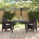 vidaXL Ensemble de salle à manger pour jardin 3 Pièces Marron Rattan Polt