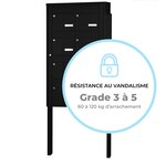 Bloc collectif Leabox  2x4  grade 3  simple face  Extérieur  sur pieds à sceller  Noir 9005 finition brillante