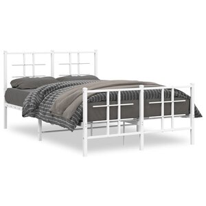 vidaXL Cadre de lit métal sans matelas et pied de lit blanc 120x200 cm