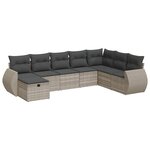 vidaXL Salon de jardin 8 Pièces avec coussins gris clair résine tressée