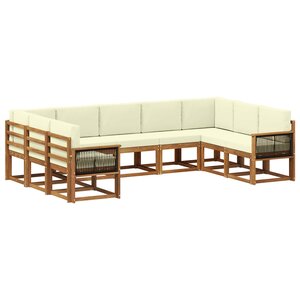 vidaXL Ensemble de canapés d'extérieur 9 pc Naturel et Crème