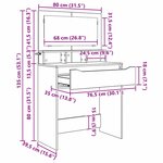 vidaXL Tables de maquillage pour chambre Chêne fumé 80 x 39 6 x 135 cm
