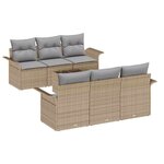 vidaXL Ensemble de canapé de jardin avec coussin 7 Pièces Beige polyrotin
