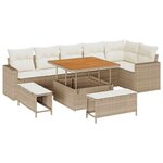 vidaXL Ensemble de canapé de jardin avec coussin 9 Pièces beige et crème