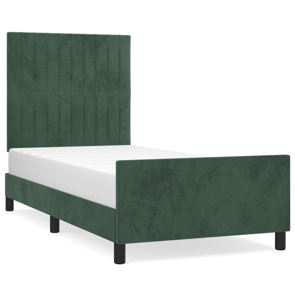 vidaXL Cadre de lit sans matelas vert foncé 90x190 cm velours