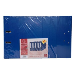 Lot De 5 Classeurs À Levier Intérieur Et Extérieur En Polypropylène - Dos De 80mm - Mécanique Prem'touch - A4 - Bleu Foncé - Exacompta