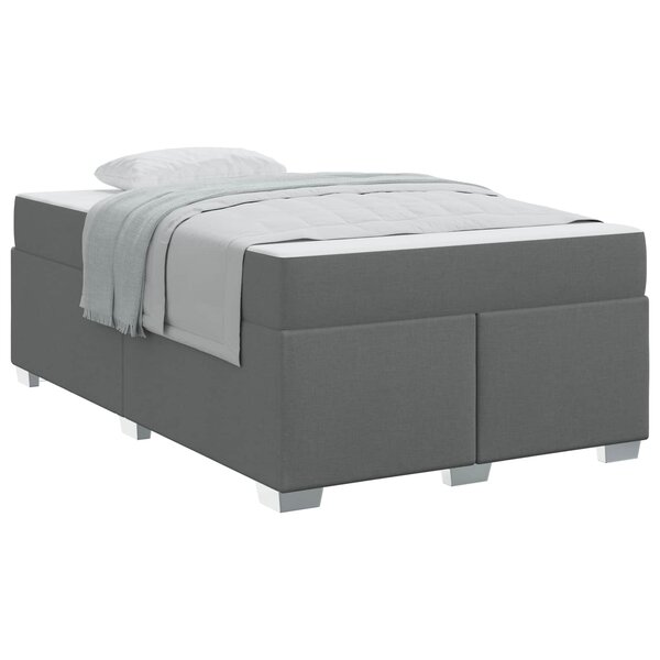 vidaXL Cadre de lit avec matelas Gris foncé 120 x 190 cm tissu