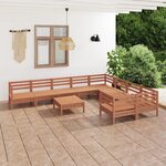 vidaXL Salon de jardin 10 Pièces Marron miel Bois de pin massif