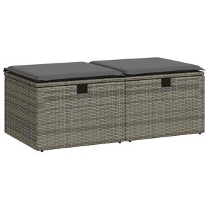 vidaXL Salon de jardin 2 Pièces avec coussins gris résine tressée acacia