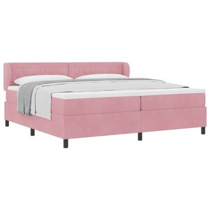 vidaXL Lit à ressorts avec matelas Rose 200 x 200 cm Velours