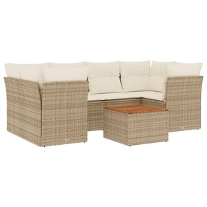 vidaXL Salon de jardin avec coussins 7 Pièces beige résine tressée