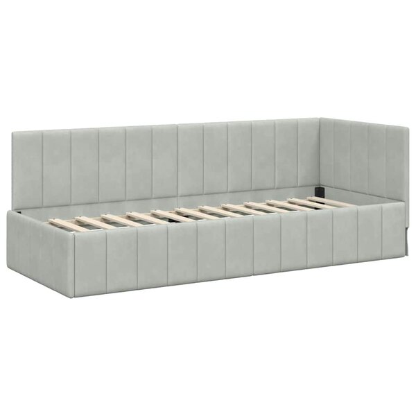 vidaXL Cadre de lit d'angle Gris clair 80 x 200 cm Velours