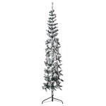 vidaXL Demi sapin de Noël artificiel mince avec neige floquée 210 cm