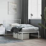 vidaXL Cadre de lit métal avec tête de lit blanc 100x200 cm