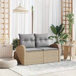 vidaXL Canapé de jardin avec coussin Beige 124 x 62 x 69cm polyrotin