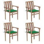 vidaXL Chaises de jardin empilables avec coussins lot de 4 Teck solide