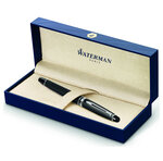 Waterman expert stylo plume  noir mat  plume moyenne  encre bleue  coffret cadeau