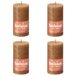 Bolsius Bougies pilier rustiques Shine 4 Pièces 130x68 mm Marron épice