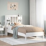 vidaXL Lit bibliothèque sans matelas blanc 90x200cm bois de pin massif