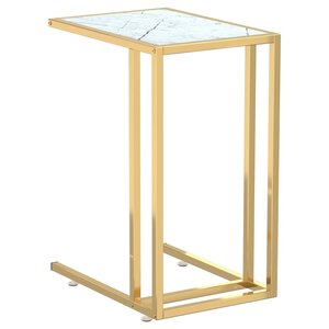 vidaXL Table d'appoint ordinateur Marbre blanc 50x35x65cm Verre trempé